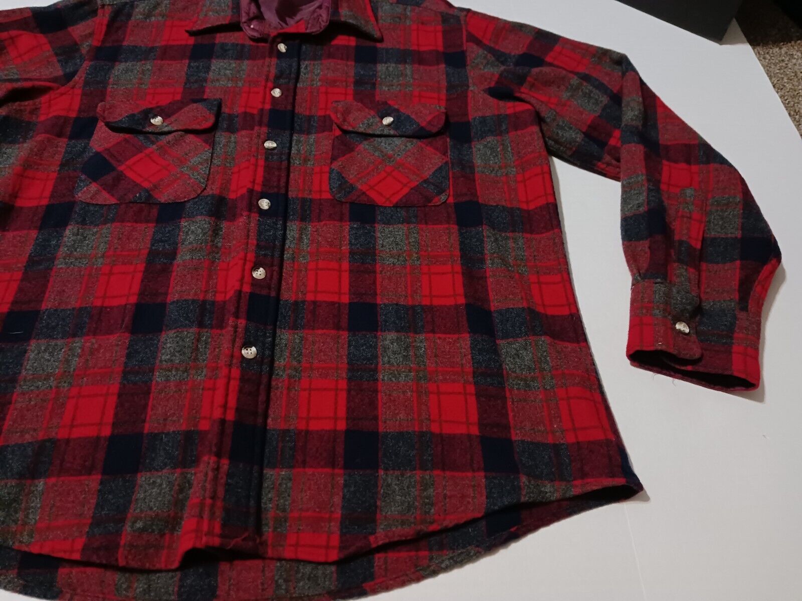 Vintage Cabelas 100% Wool Flannel Mens Size L Red… - image 4