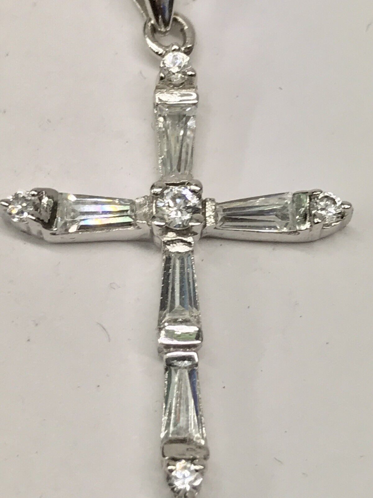 9ct White Gold Cubic Zirconia Cross - image 3