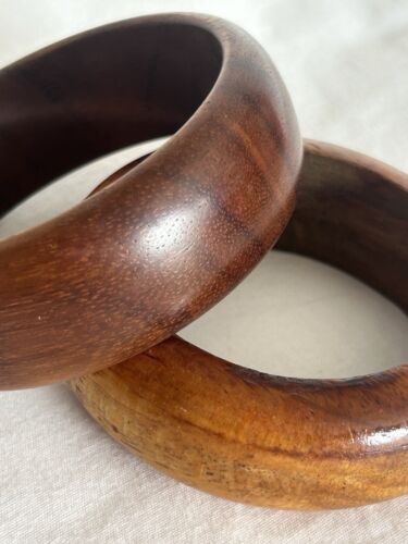 Hawaiian 2 Koa Handmade Bracelets 3”1/2 Dia. - image 1