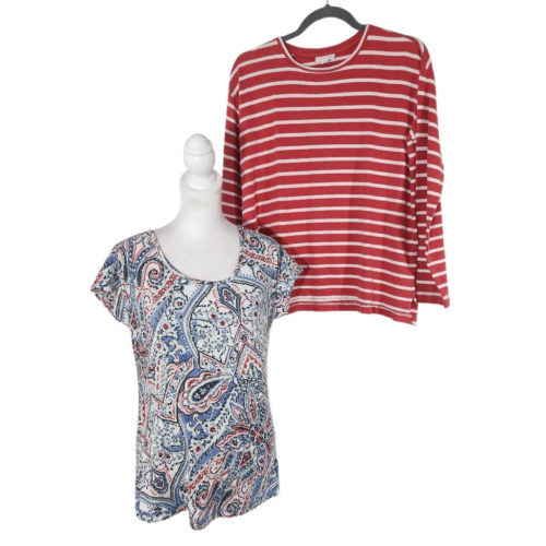 J. Jill Red White Stripe Tee XS and Talbots Paisl… - image 1