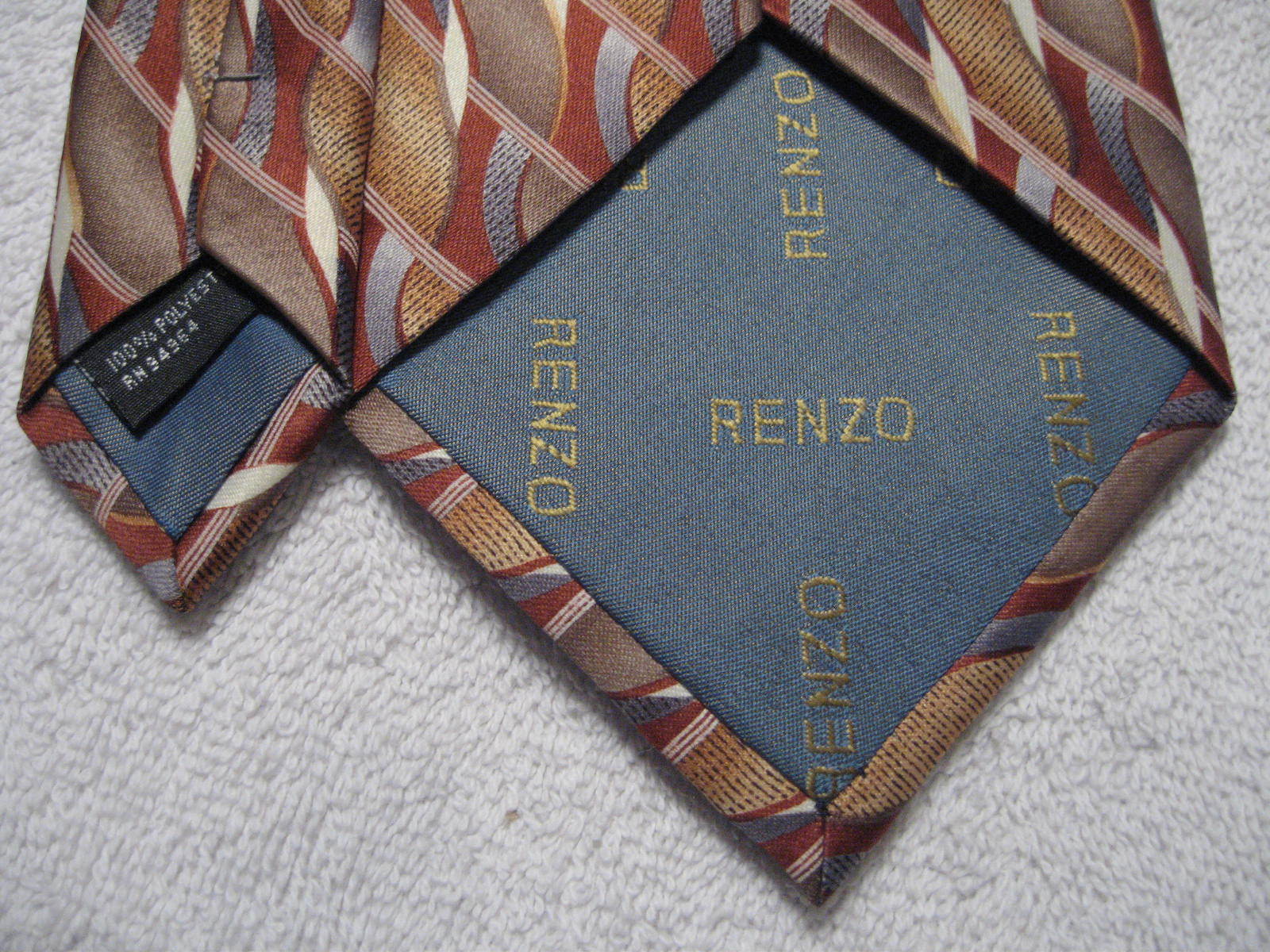 RENZO MENS TIE GOLD ORANGE GRAY BURNT ORANGE 3.75… - image 4