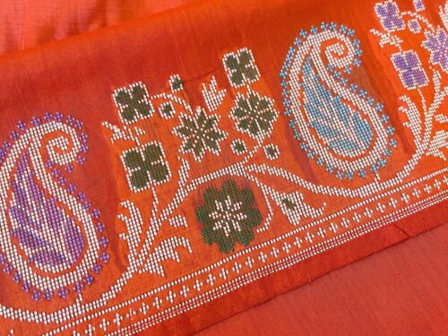 Vintage Silk Saree Indian Silk Sari Woven Embeoid… - image 1