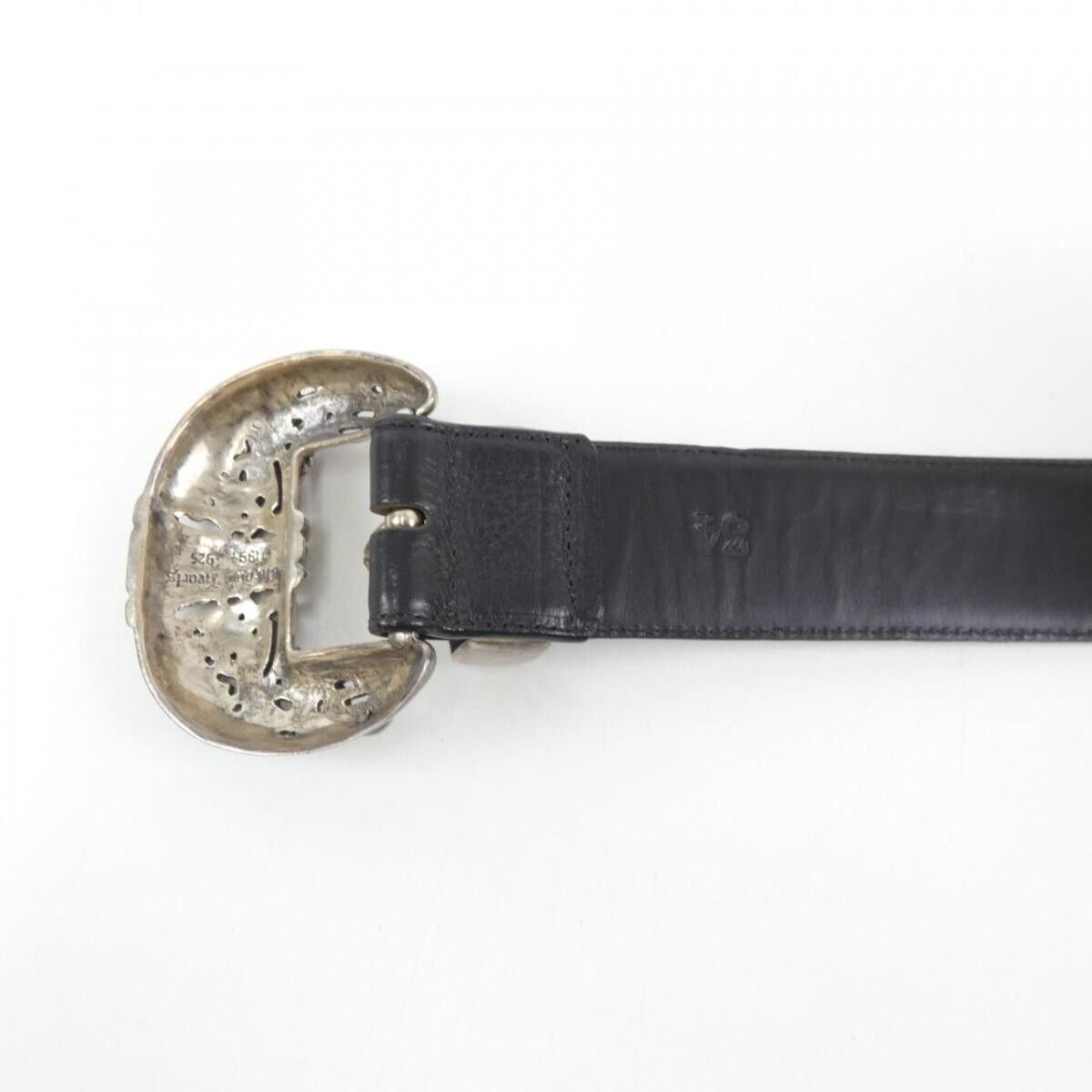 CHROME HEARTS Silver 925 leather black Belt #735 - image 3