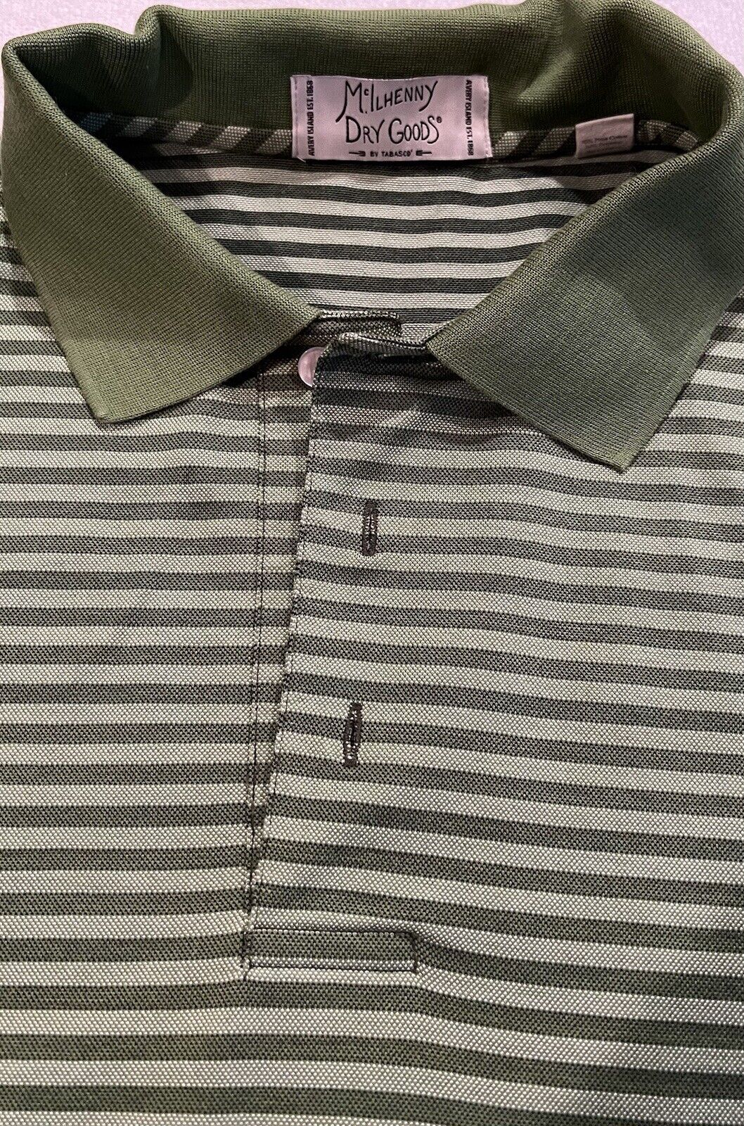 McIlhenny Dry Goods Polo Mens XL Green Striped - image 3