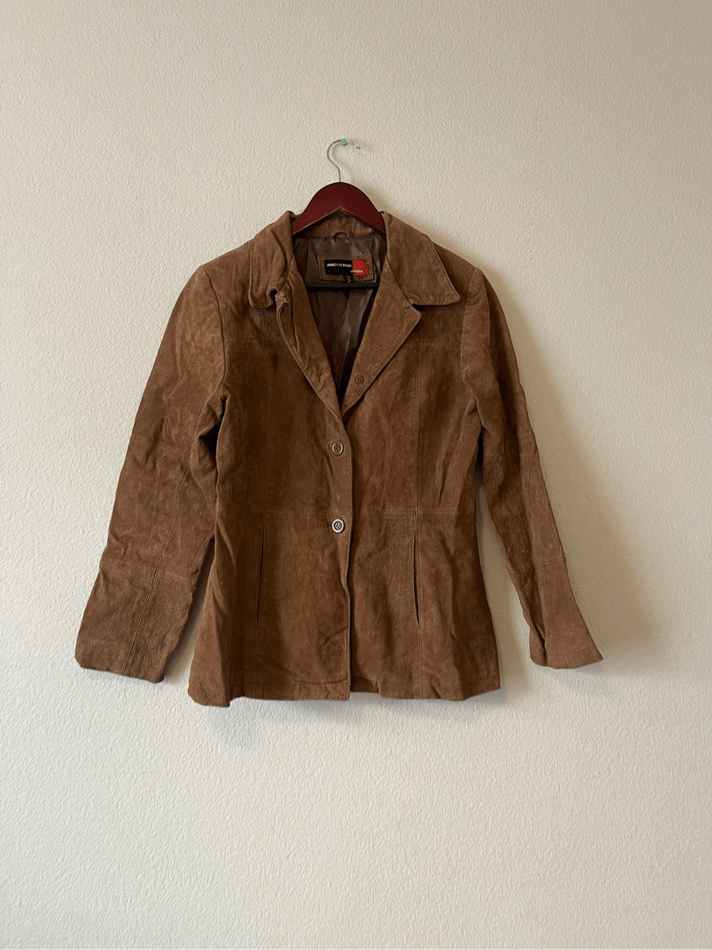 90s y2k brown real suede leather jacket size medi… - image 2