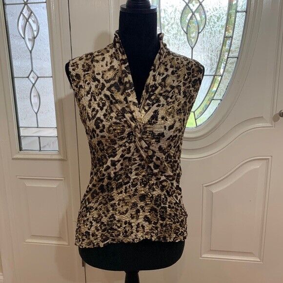 Joseph Ribkoff Designer Twist Top - Leopard Print - image 2