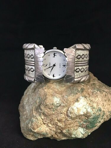 Vintage Sterling Silver Watch Cuff*Large*Signed* - image 1