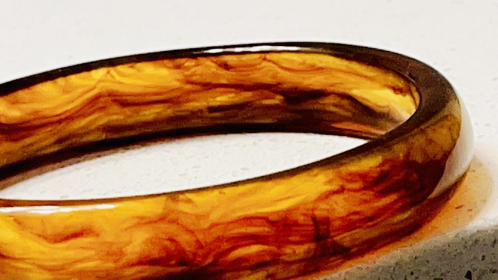 True Vintage Amber & Root beer Swirled Lucite Ban… - image 5