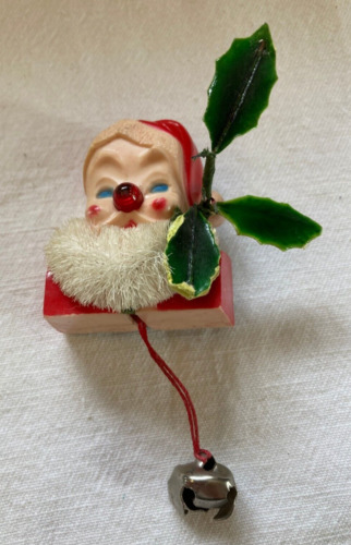 VTG 1960'S CHRISTMAS SANTA CLAUS LIGHT UP NOSE PIN