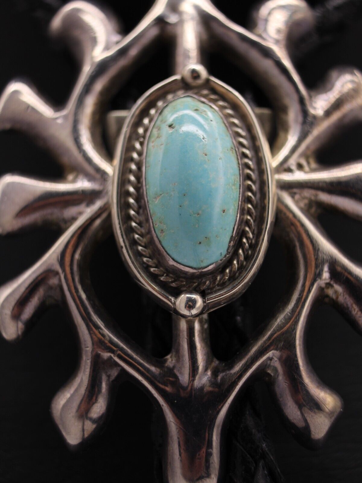 Vintage Navajo Sleeping Beauty Turquoise Sterling… - image 4