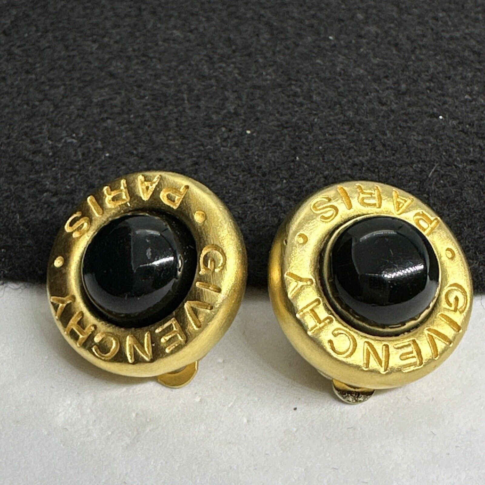 Vintage Givenchy Paris Black Cabochon Matte Gold … - image 7