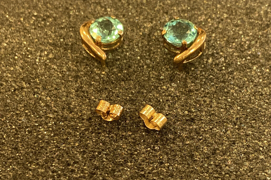 9ct yellow gold APATITE Round Stud Earrings plus … - image 4