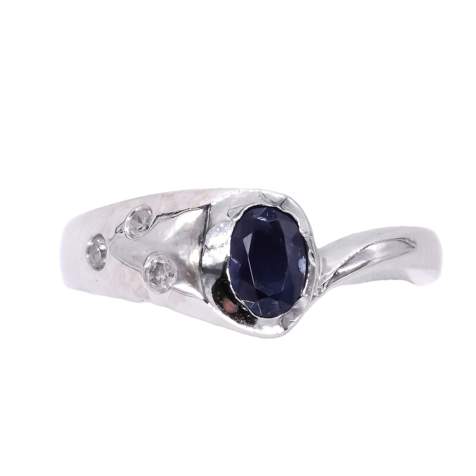 10k White Gold Jewelry 0.40CT Diamond & Sapphire … - image 2