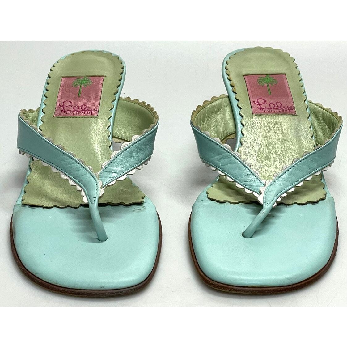 Lilly Pulitzer Blue & Green Kitten Heel Sandals W… - image 2