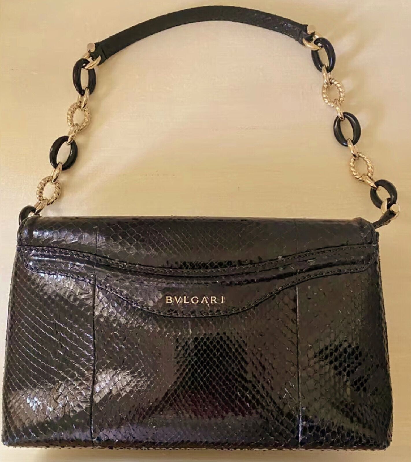 BVLGARI ~ RARE * LIMITED black  Real snakeskin Ha… - image 2