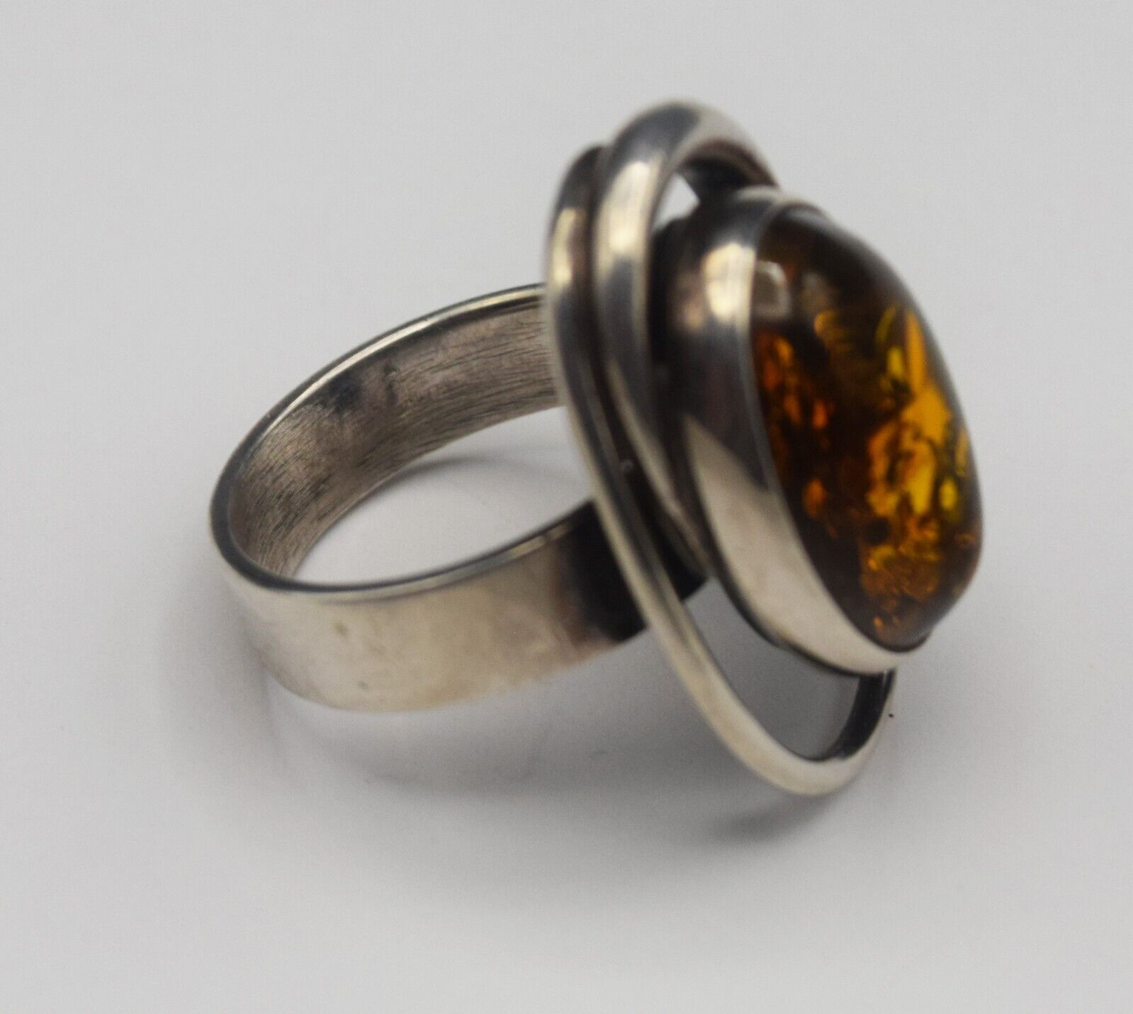 BALTIC AMBER STERLING SILVER MODERN RING SIZE 8 C… - image 2