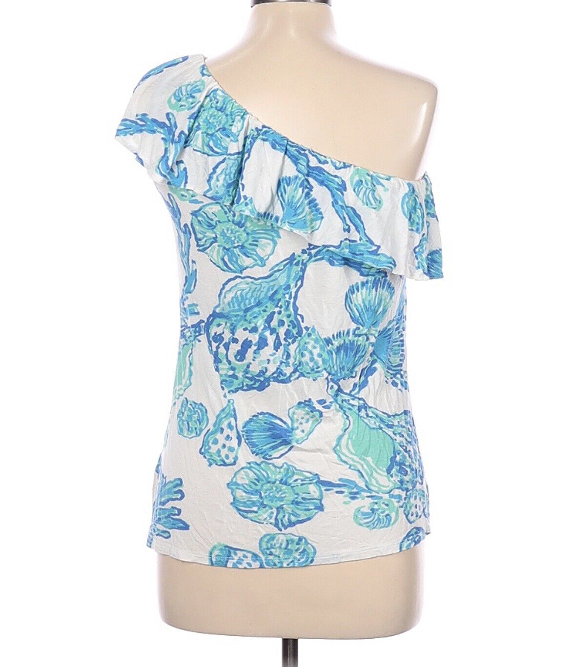 Lilly Pulitzer Blue and White One Shoulder Tropic… - image 2