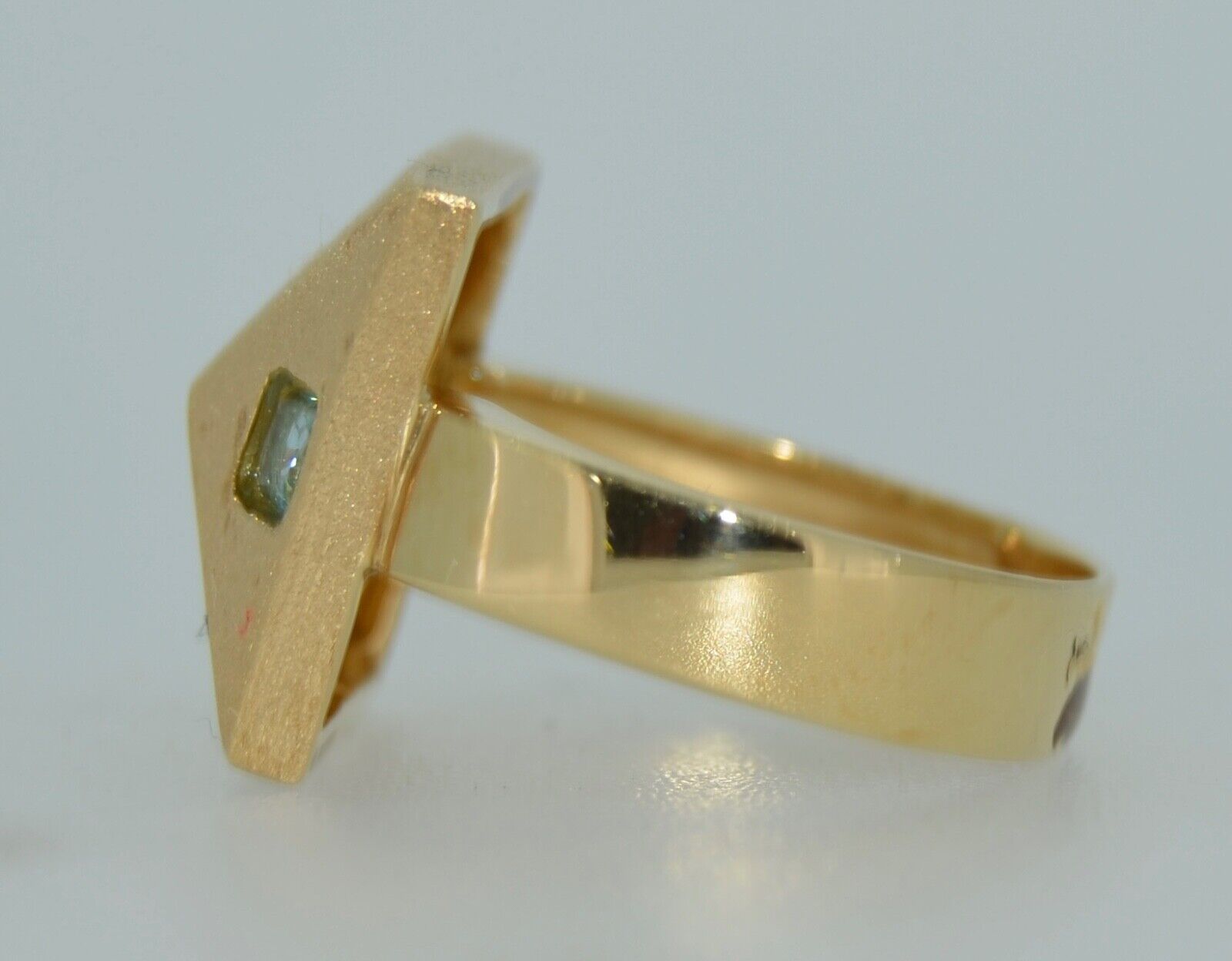 Italian 14K & Aquamarine Modernist Ring - image 4