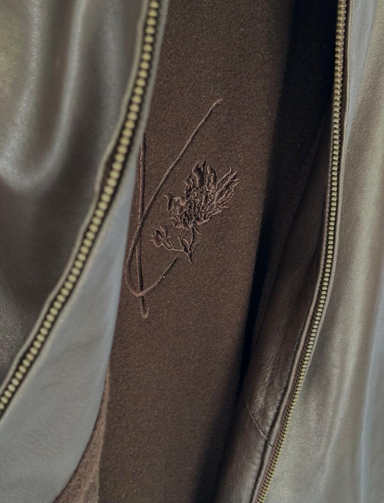 Beautiful Kenzo Men Brown Leather Jacket- Used On… - image 4