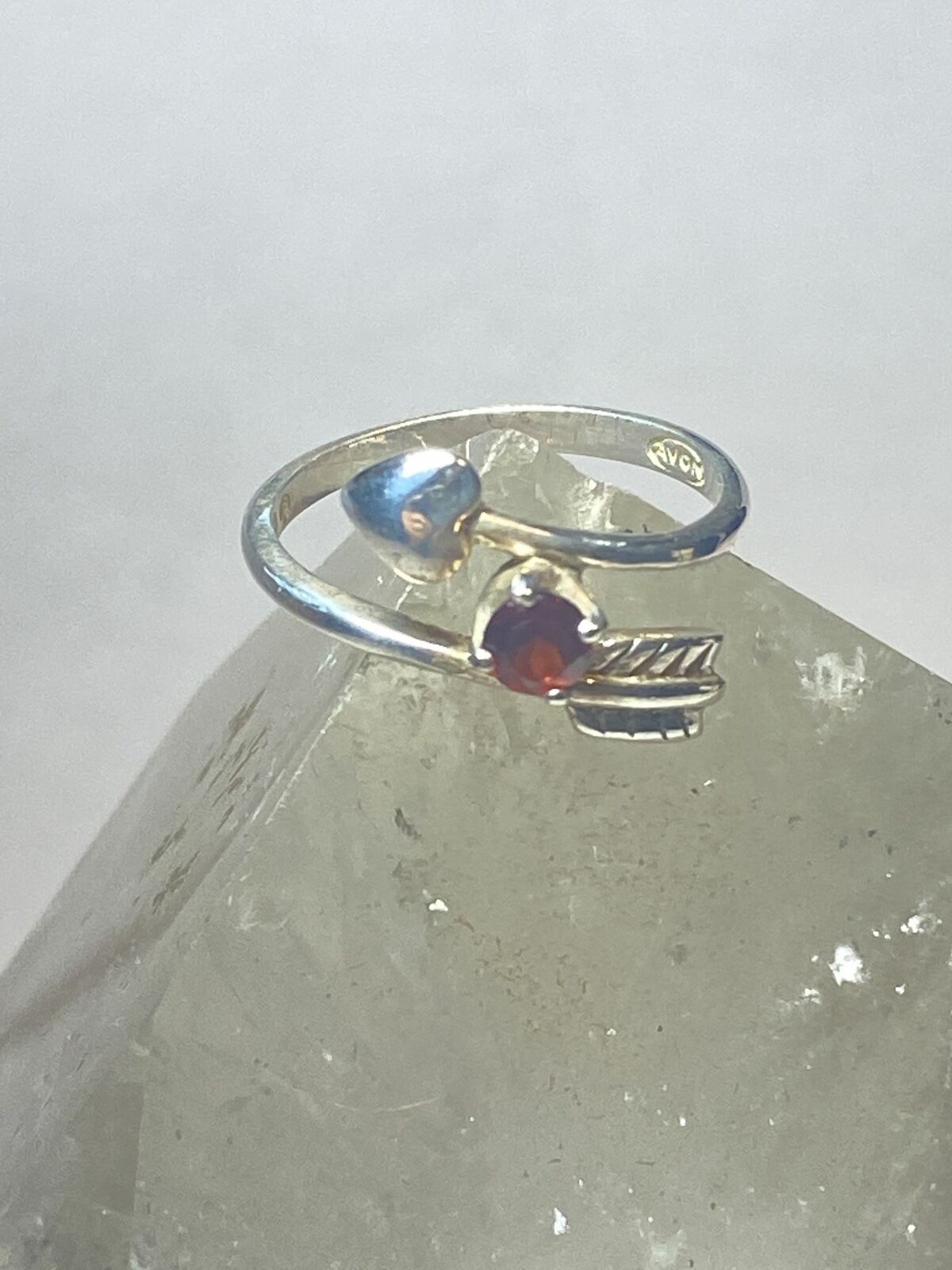 Heart ring garnet love arrow heart sterling silve… - image 6