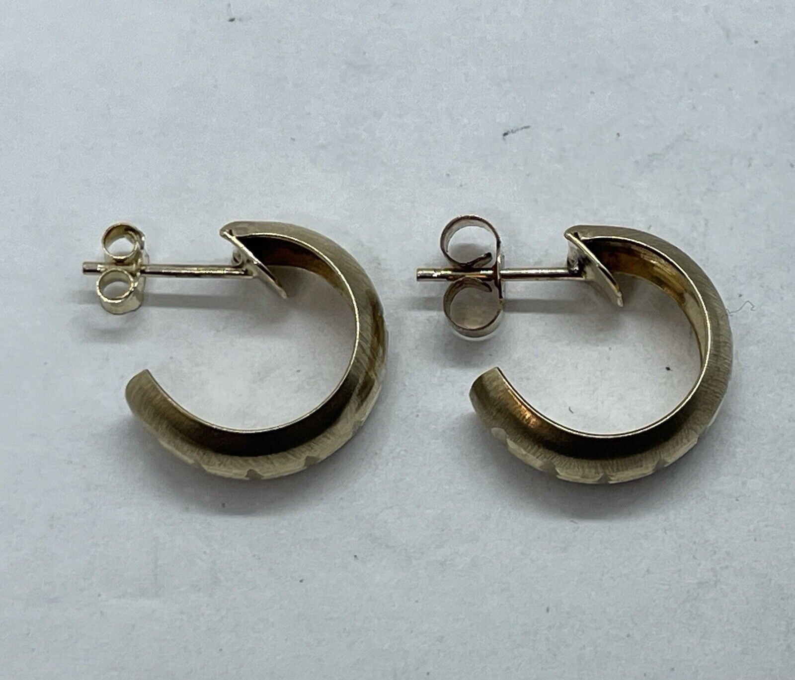 9ct Yellow Gold Wedding Band Hoop Stud Earrings - image 3