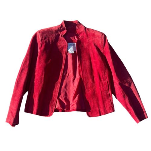 VTG Womens Red Leather Jacket Size 4 - image 1