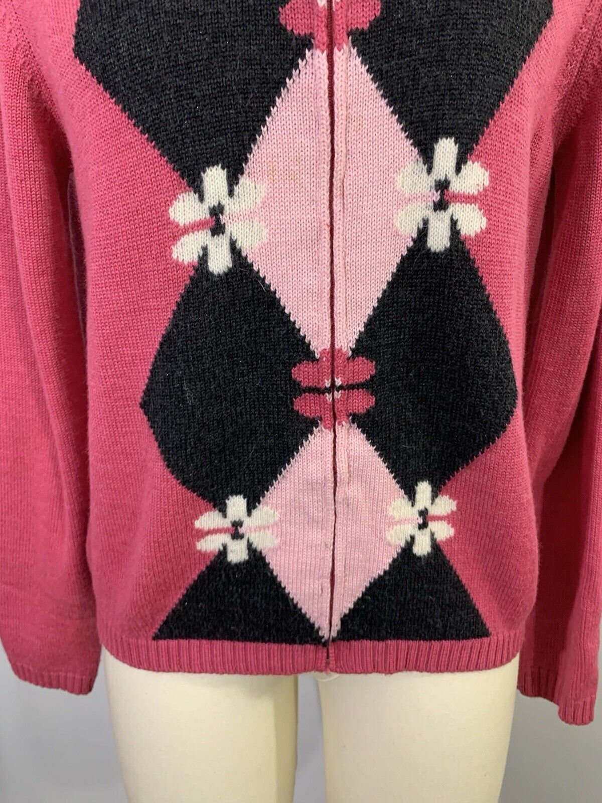 Vintage Cardigan Sweater Argyle Y2K Wool Italy La… - image 3