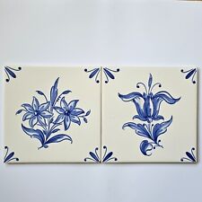 Vintage Azulejos Delft Portuguese Ceramic Blue Floral Tiles 2 Azupal Pombal