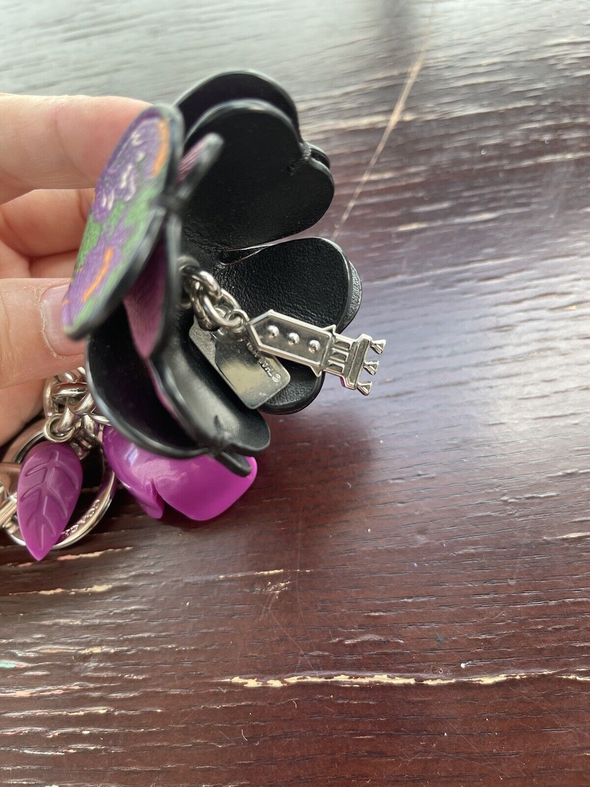 Coach Tea Rose Bag Charm Key Ring Fob - image 3