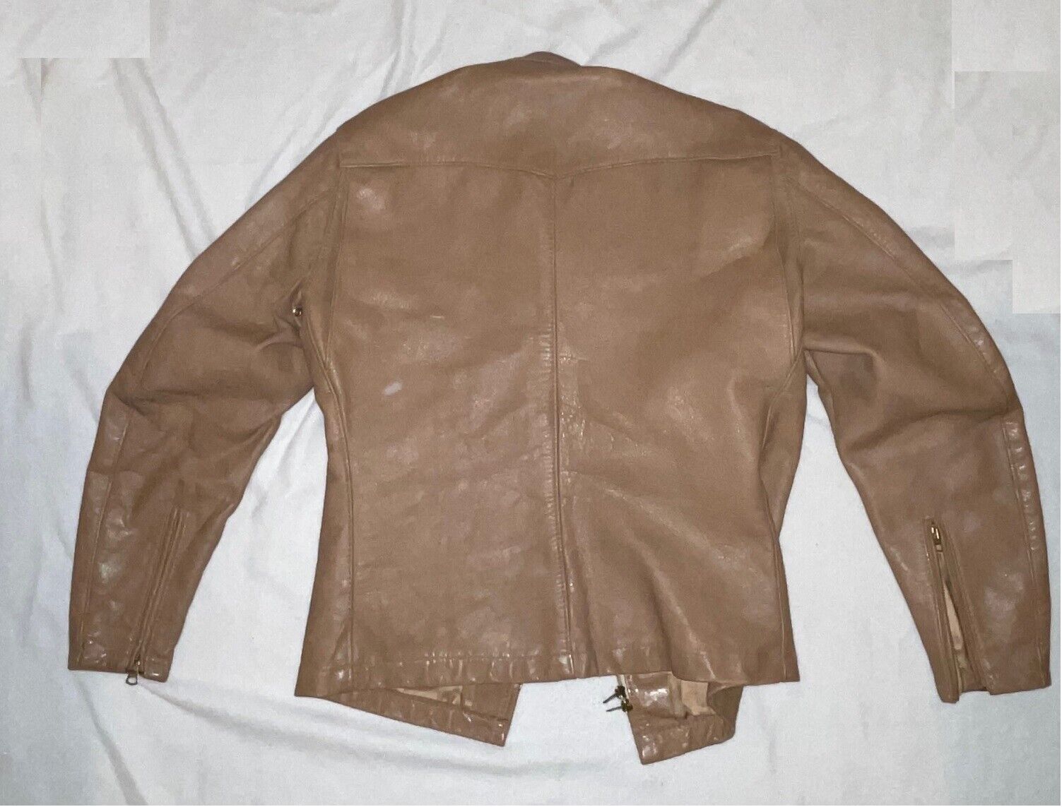 RARE tan Bates leather motorcycle jacket ture vin… - image 7