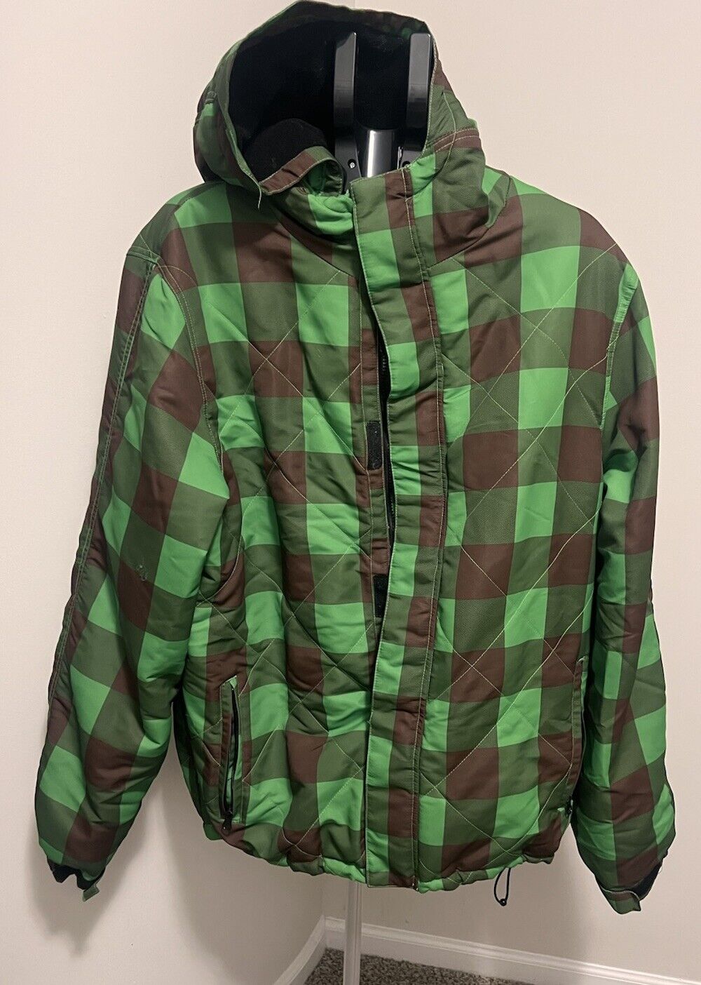 Green And Brown Plaid Winter Ski snowboard Bomber… - image 1