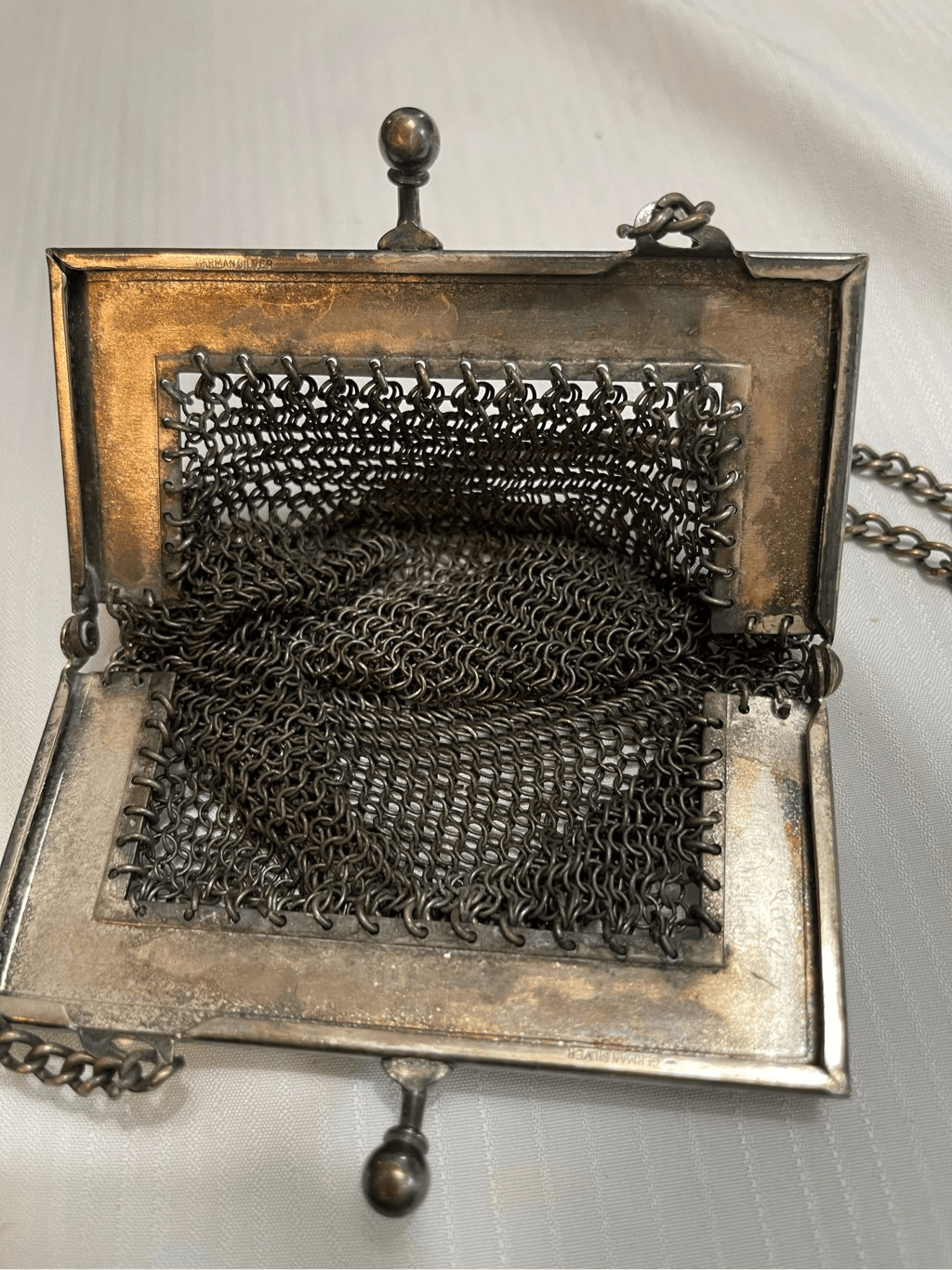 Antique 1900s Vintage German Silver Mesh Bag/Purs… - image 9