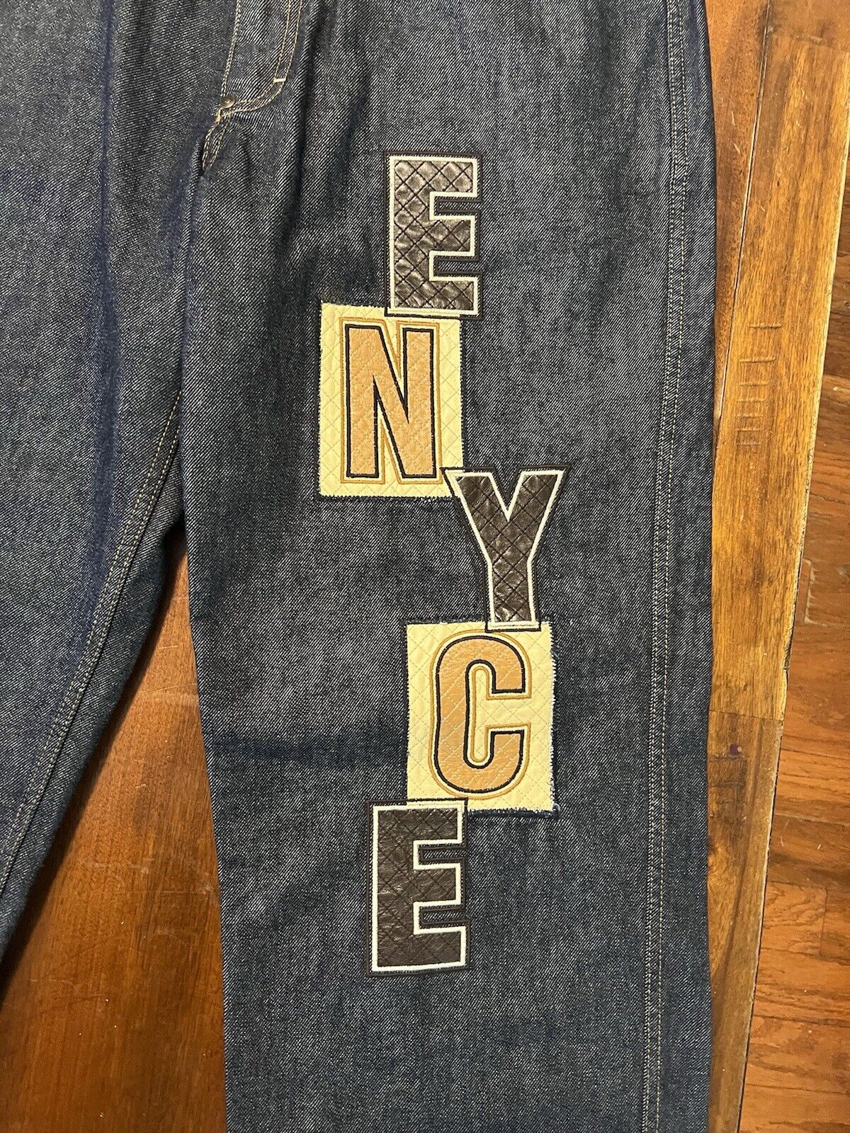 Vtg Enyce Baggy Embroidered Wide Leg Y2K Jeans 34… - image 1