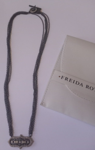 FREIDA ROTHMAN  Gunmetal  and crystal multi strand