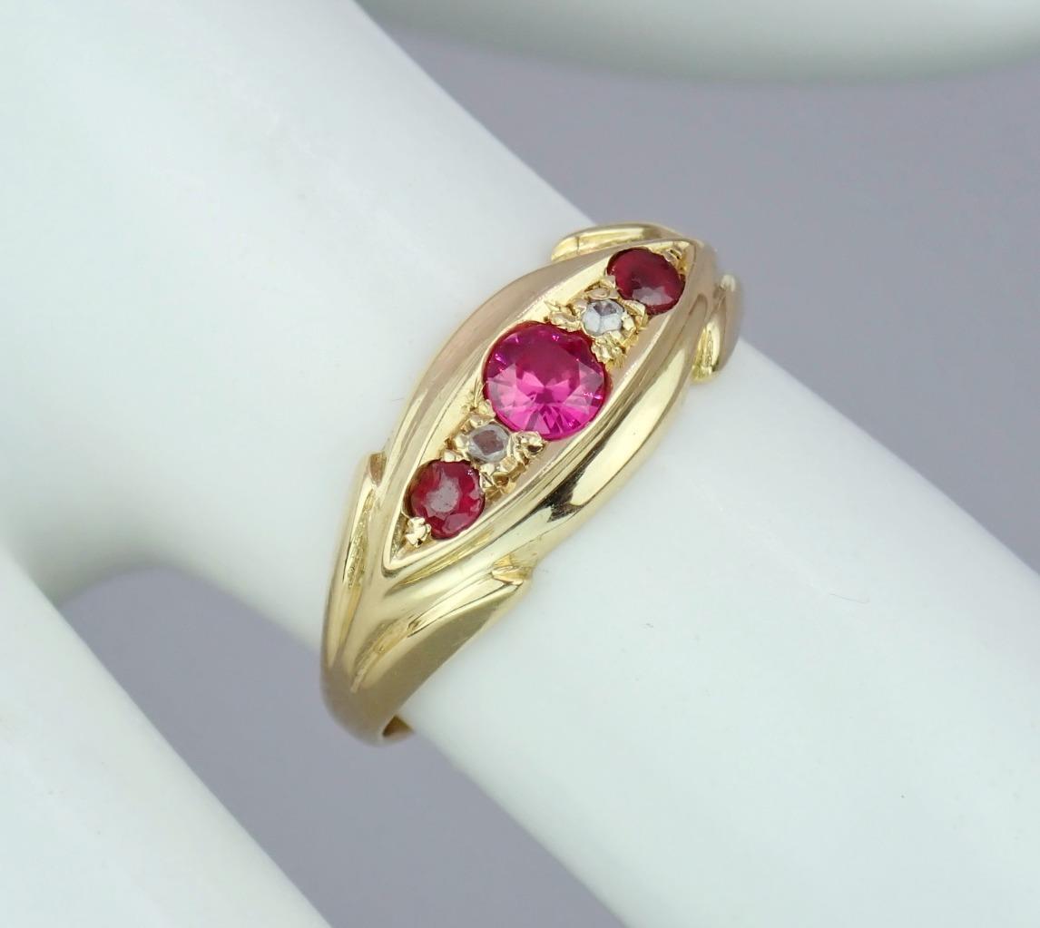 Pretty Antique Edwardian 18K Gold Diamond Pink To… - image 10