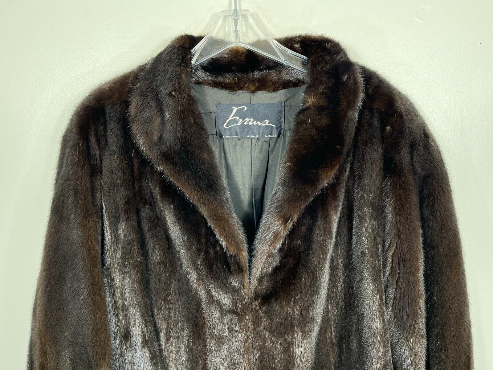 Classic MINK fur jacket BLACK Large coat 34" leng… - image 3