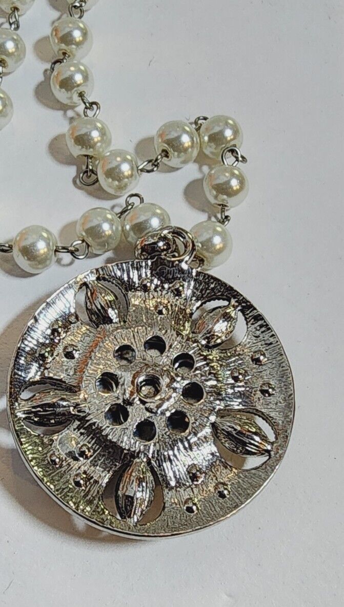 Antique Style Jet Button Necklace 32" - image 10