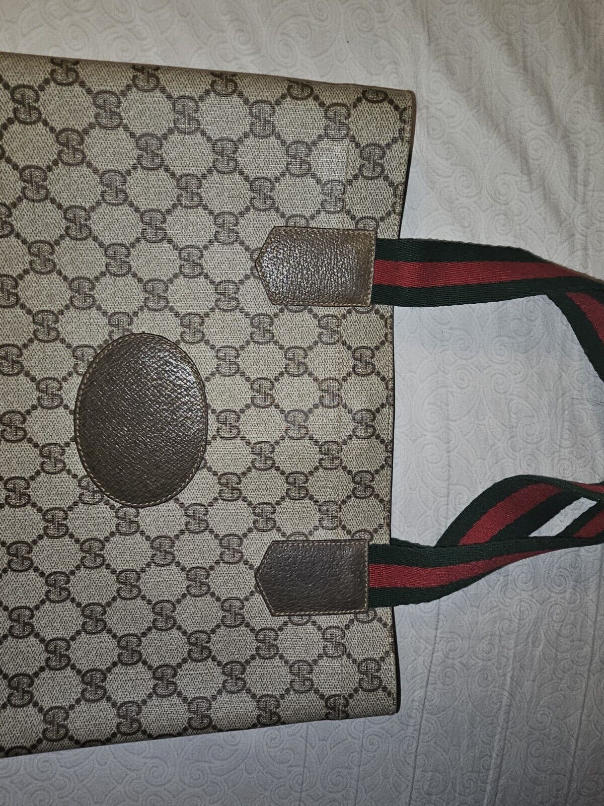 Vintage Authentic Gucci GG Plus Web Tote Serial #… - image 5