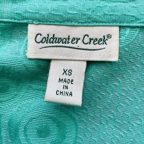 Coldwater Creek Turquoise Aqua Embellished Cotton… - image 4