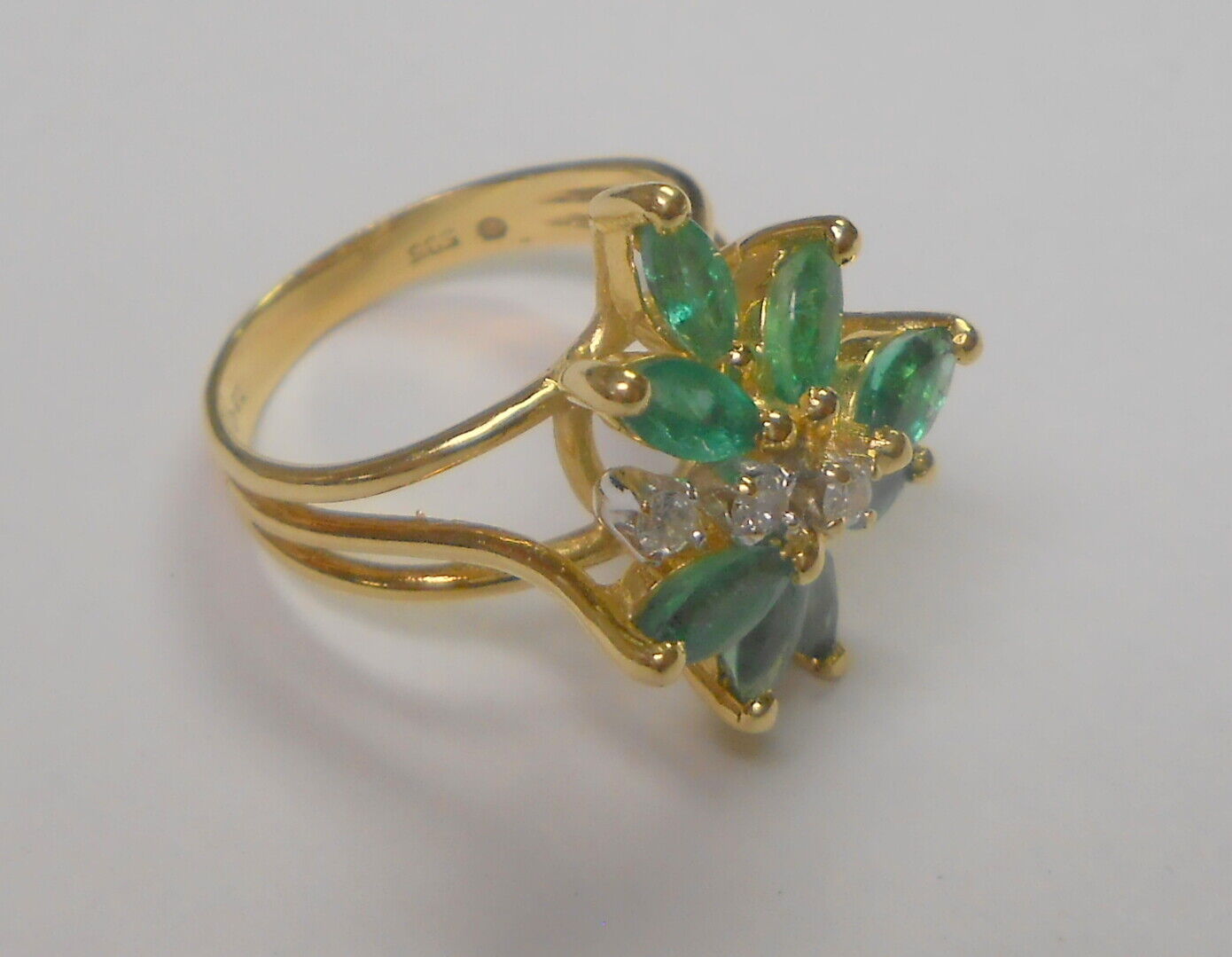 Vintage Emerald & Diamond 585 14K Yellow Gold Lad… - image 7