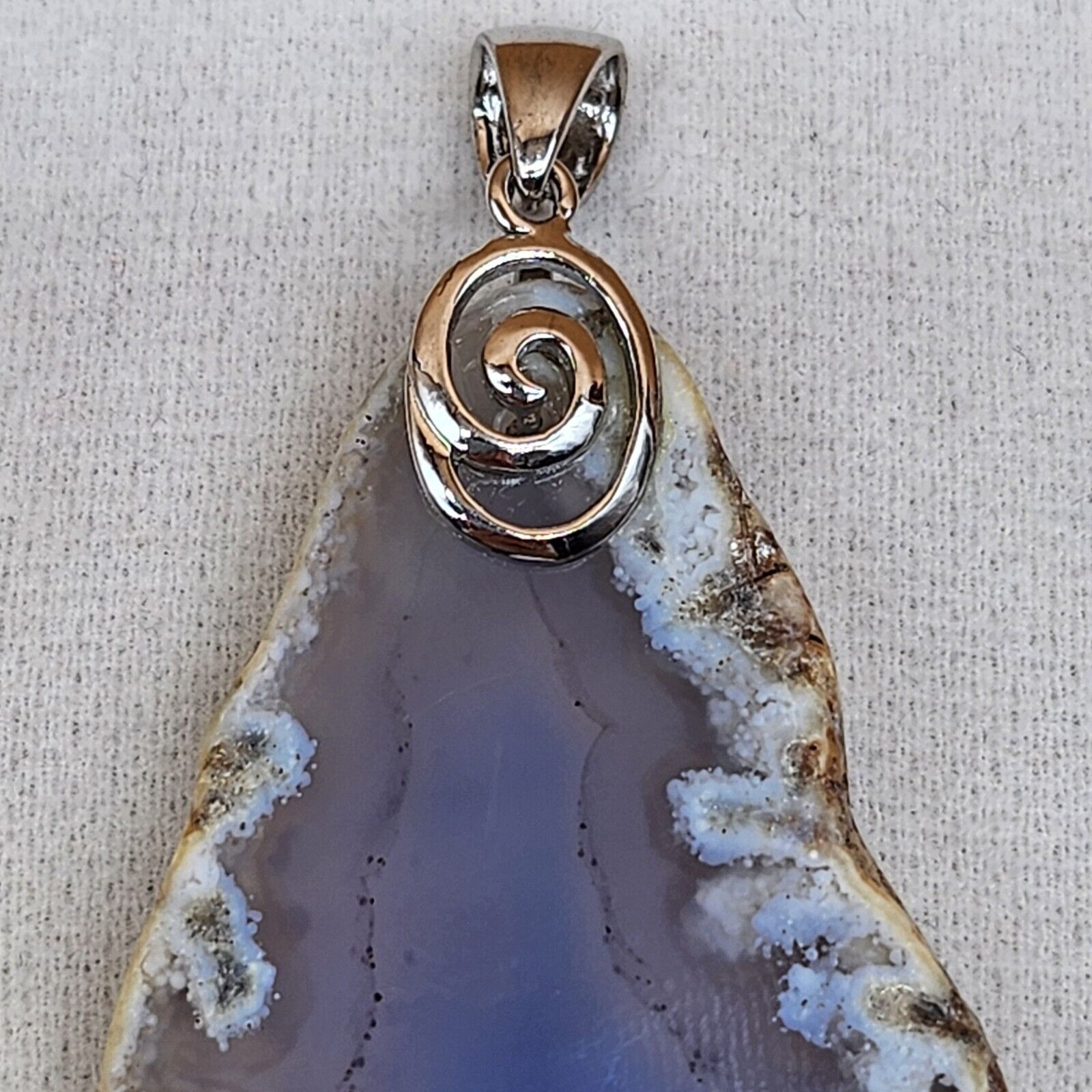 Sterling Silver 925 Ocean Blue/Lavender Agate Sli… - image 8