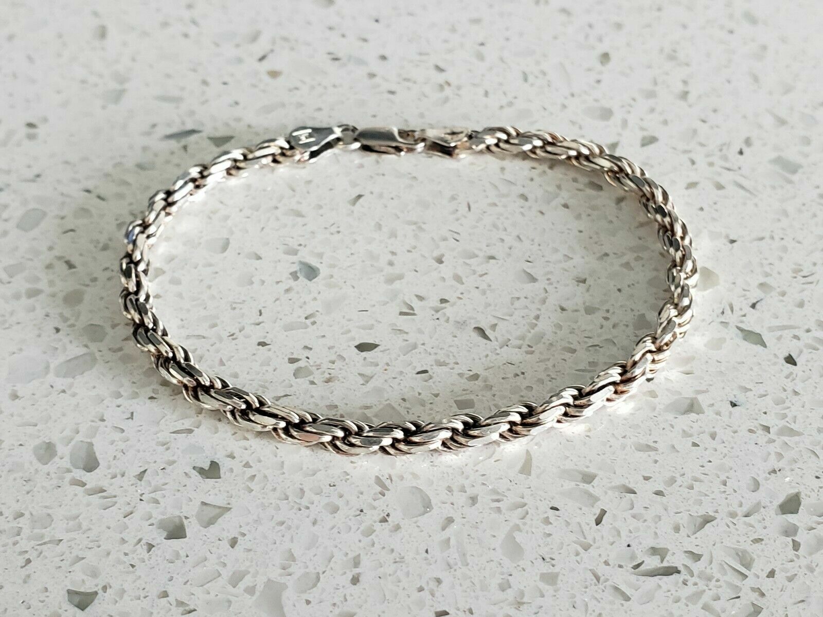 925 Sterling Silver ITALY 7" Rope Bracelet - image 1