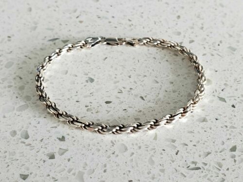 925 Sterling Silver ITALY 7" Rope Bracelet - image 1