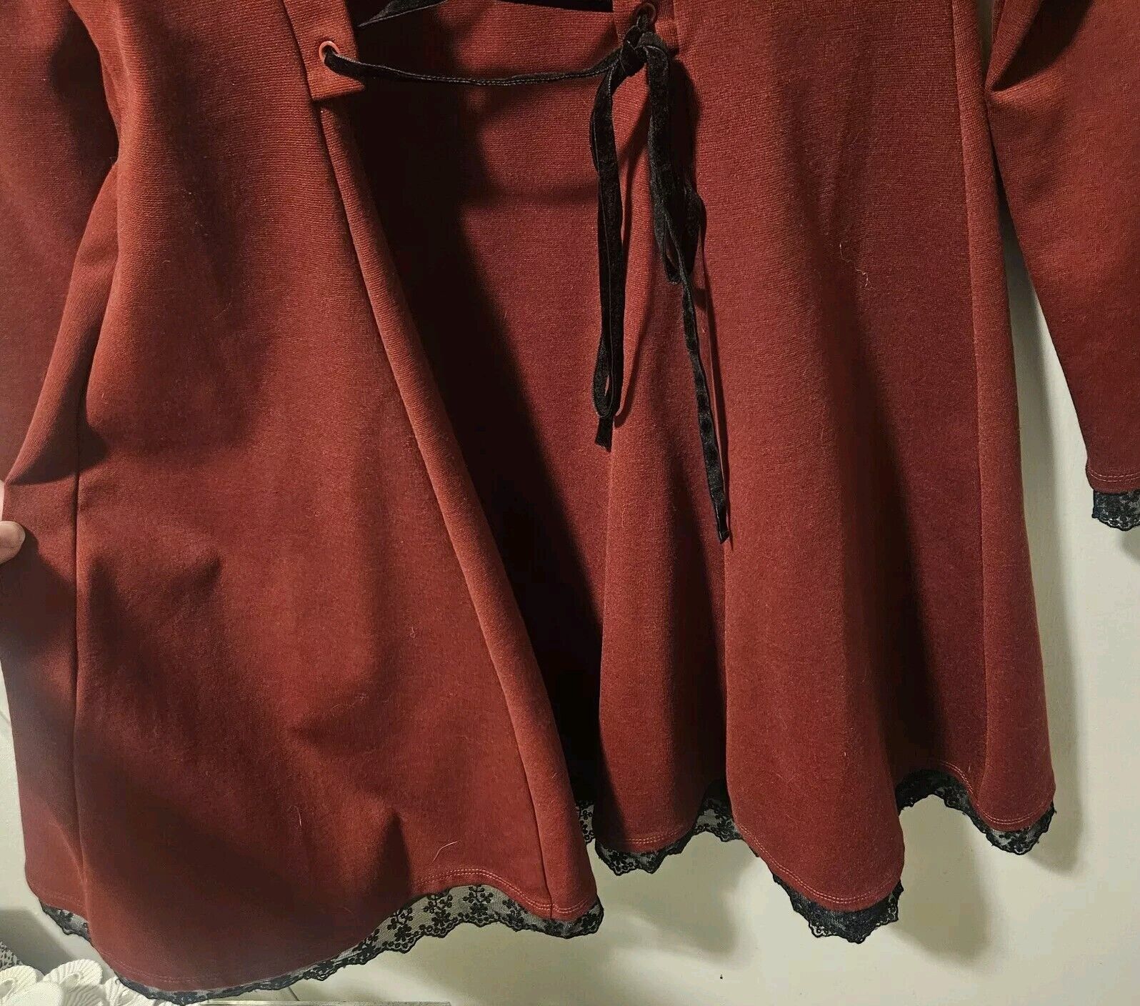 HOT TOPIC Stretch Corset Dress LARGE Burgundy W/ … - image 16