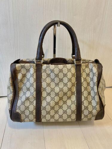 GUCCI Boston Bag PVC Leather GG Pattern Vintage