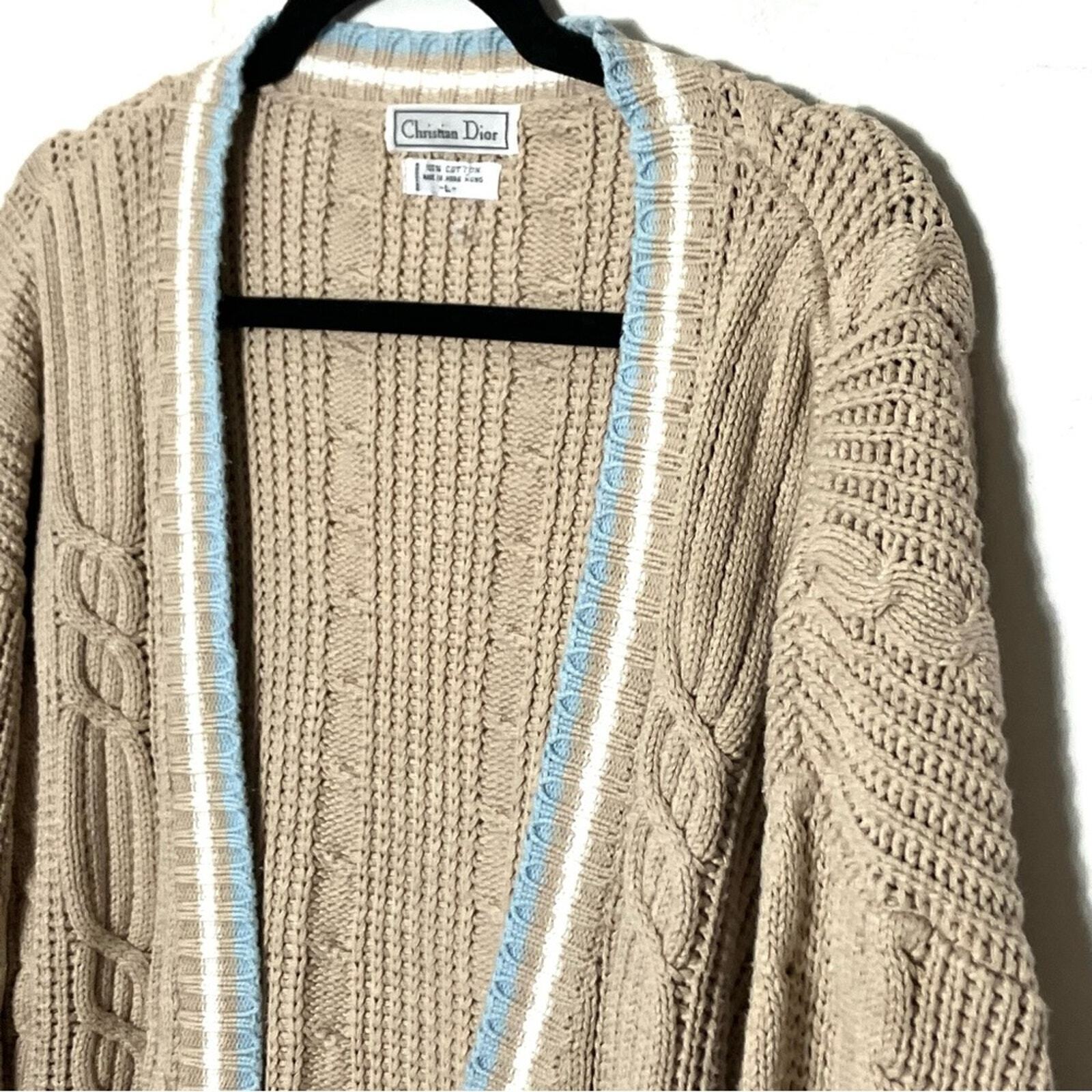 Christian Dior Vintage Cable Knit Cardigan Sweate… - image 2