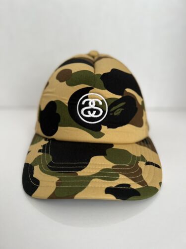 Bape x Stussy Camo Trucker Hat SS VINTAGE - image 1