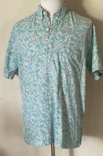 Vintage Light Blue Floral Print Shirt Made in the 