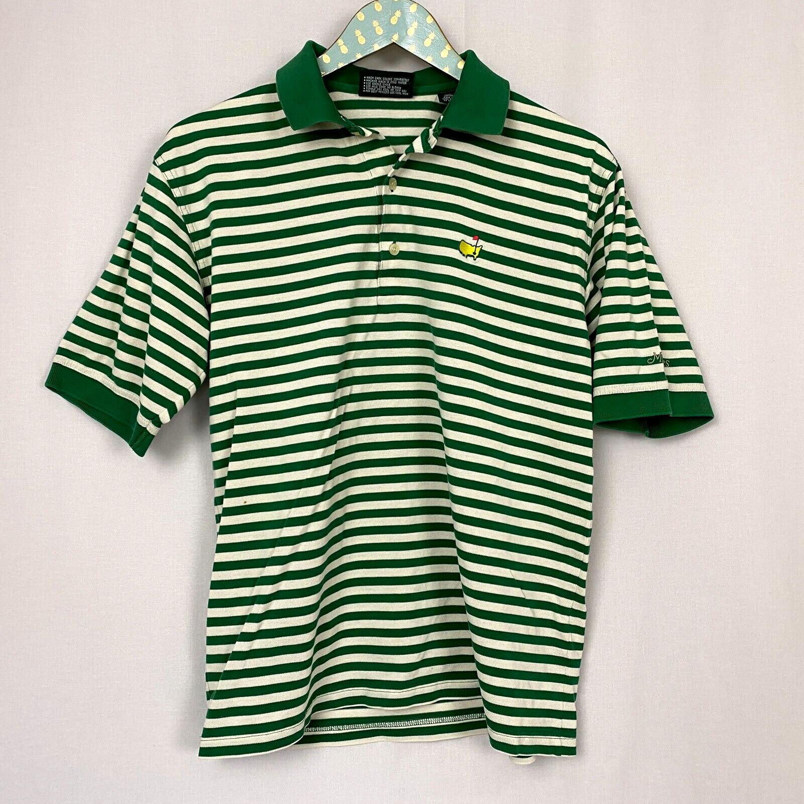 Masters Golf Polo Shirt Mens Small Striped Green … - image 1