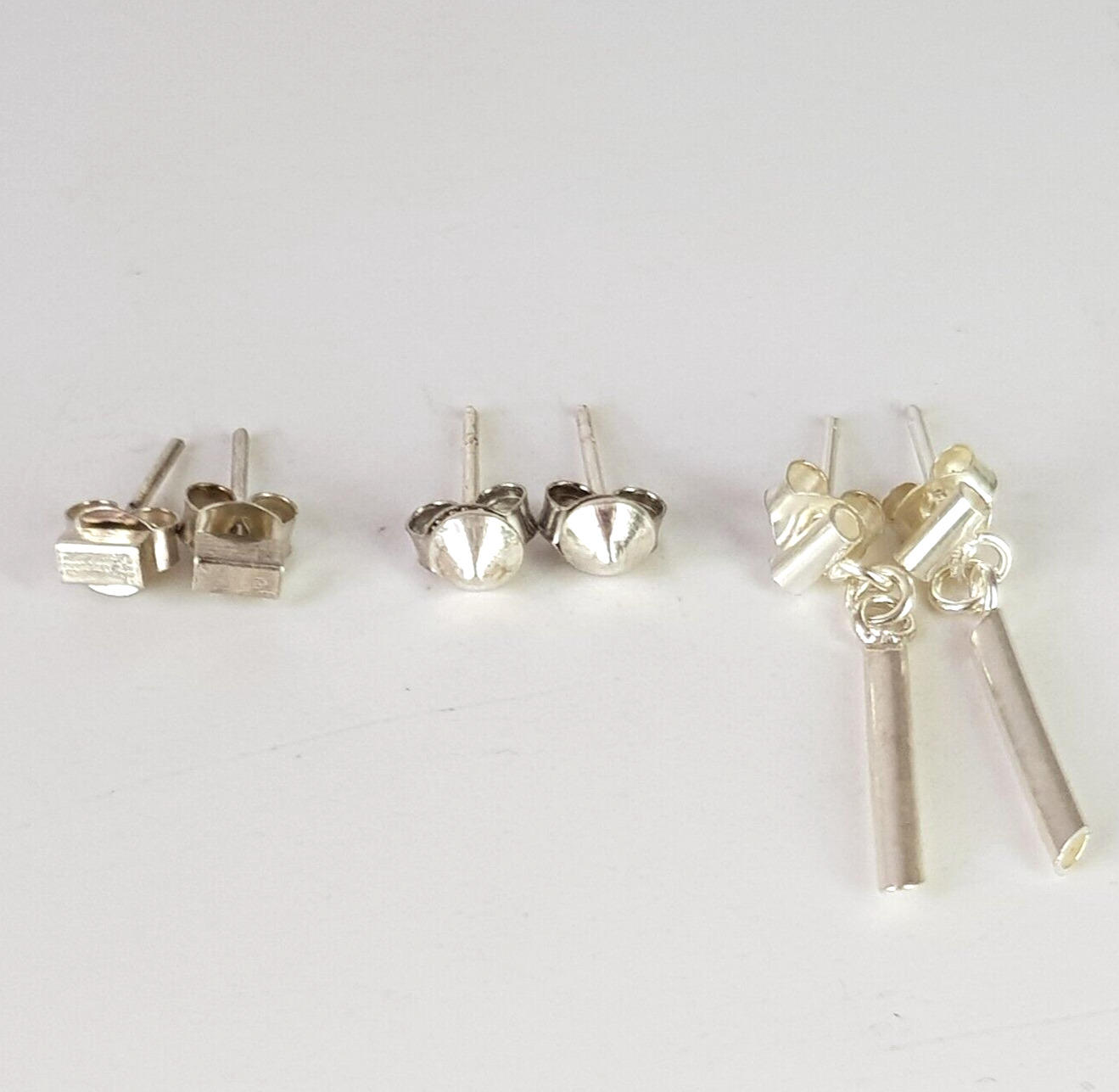 Vintage Sterling Silver Stud Earring Lot 3 Pack A… - image 1